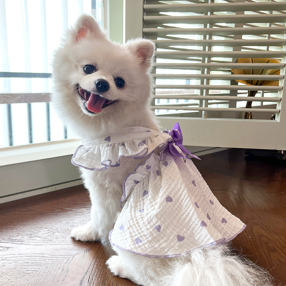 Love Floral Pet Dress – Cute Cotton Heart Print Dress