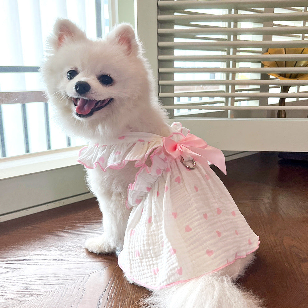 Love Floral Pet Dress – Cute Cotton Heart Print Dress