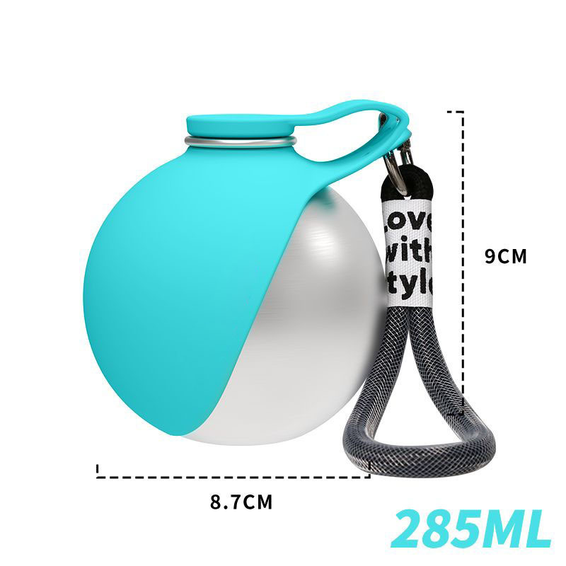 Portable Dog Water Bottle 10oz Stainless Steel Travel Dog Water Dispenser with Silicone Bowl, Leak-Proof No-Spill Puppy Water Bottle for Walking, Hiking, Camping & Travel