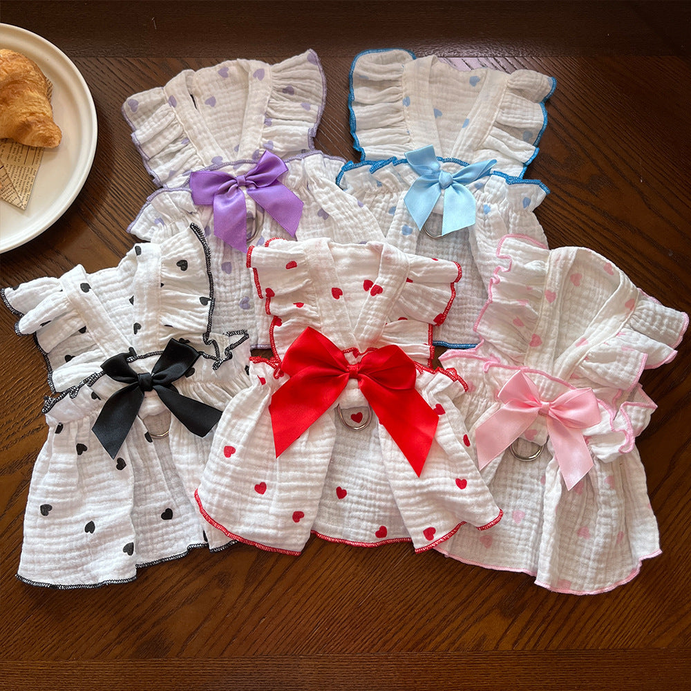 Love Floral Pet Dress – Cute Cotton Heart Print Dress