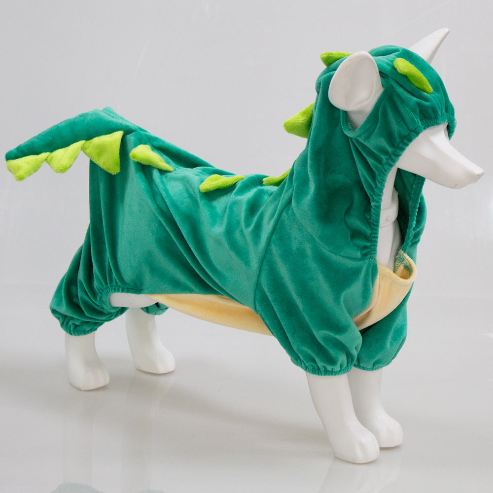 Halloween Dinosaur Pet Costume – Stretchy Cartoon Dog & Cat Outfit