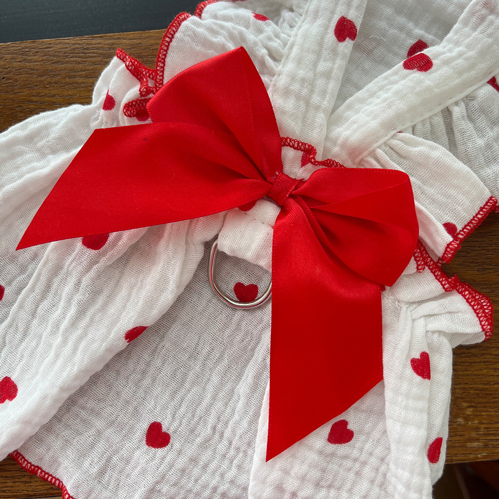 Love Floral Pet Dress – Cute Cotton Heart Print Dress