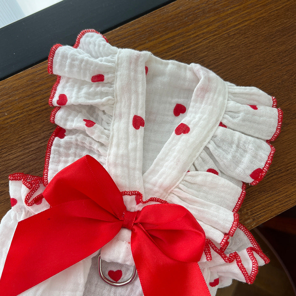 Love Floral Pet Dress – Cute Cotton Heart Print Dress