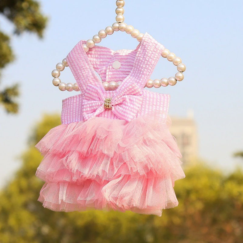 Striped Mesh Pet Dress – Cute Casual Dog Outfit