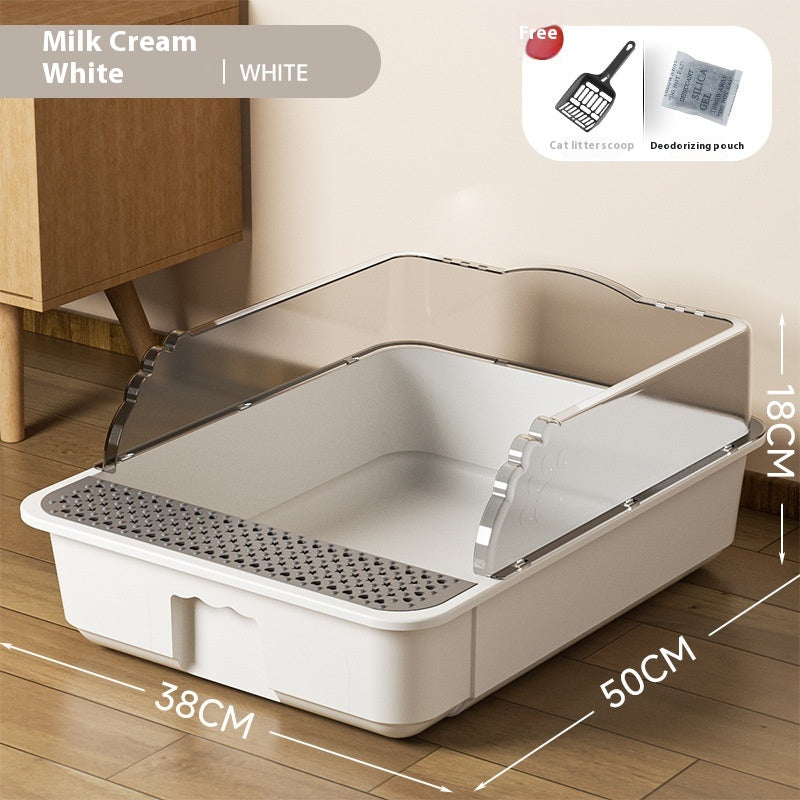 Extra Large Semi-Closed Cat Litter Box – Splash-Proof Toilet with Scoop & Deodorizing Bag
