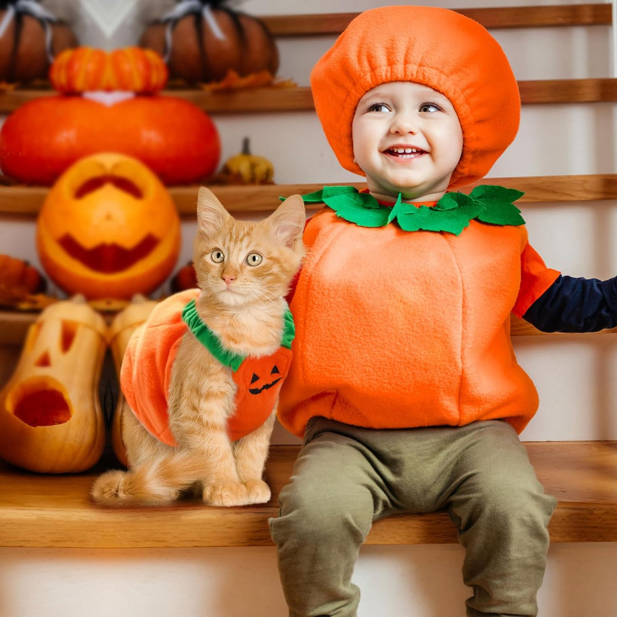 Pumpkin Halloween Pet Costume – Plush Dog & Cat Outfit