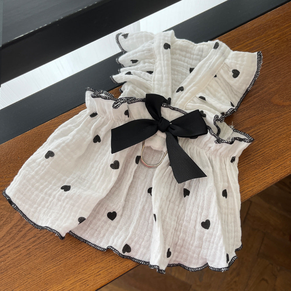 Love Floral Pet Dress – Cute Cotton Heart Print Dress