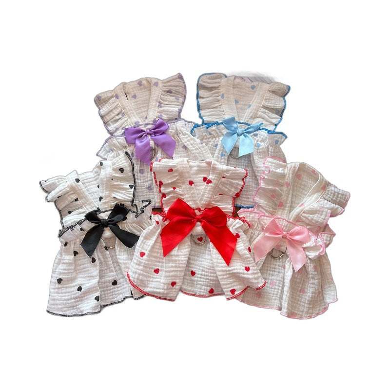 Love Floral Pet Dress – Cute Cotton Heart Print Dress
