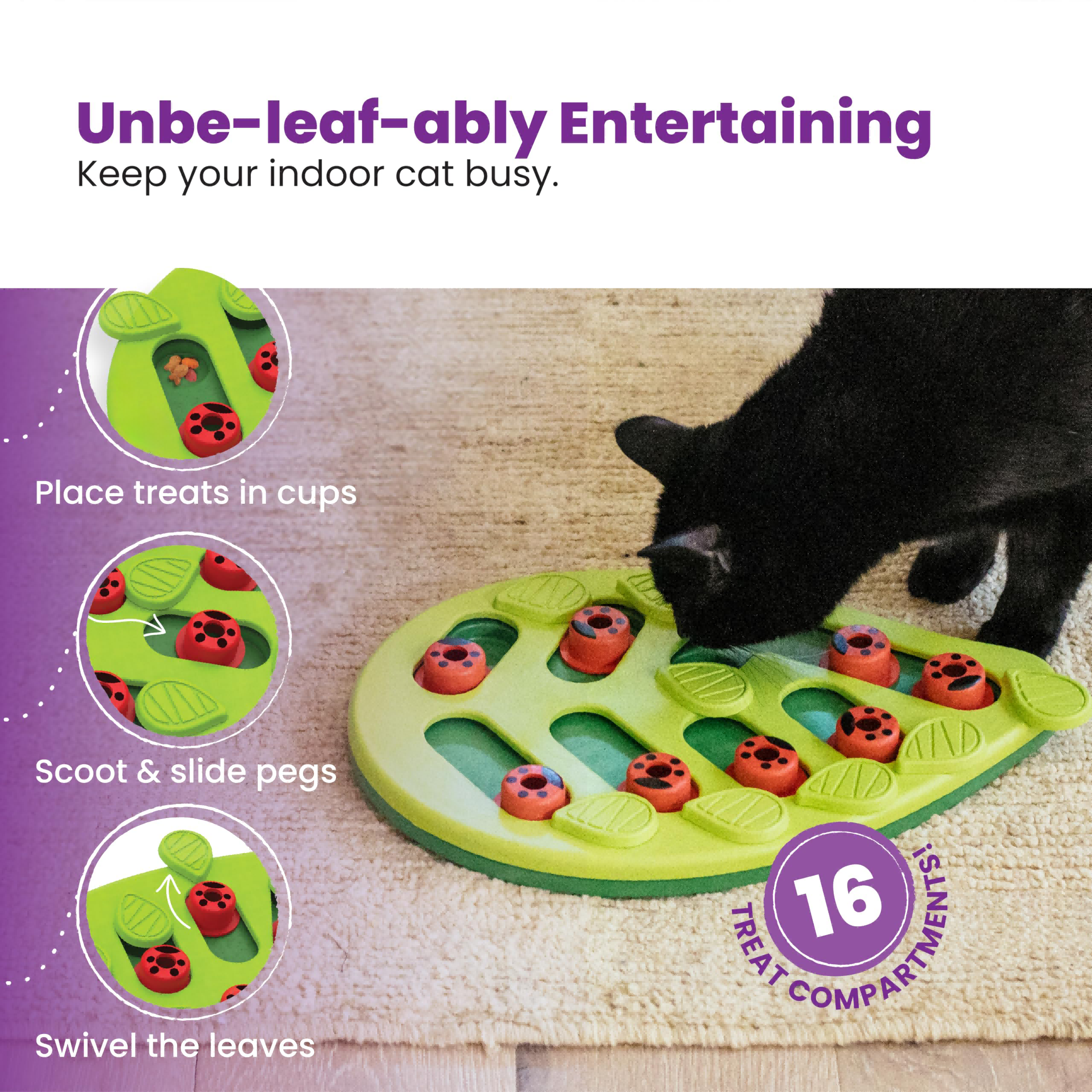 Interactive Cat Puzzle Feeder – Level 2 Treat & Slow Feeding Enrichment Toy