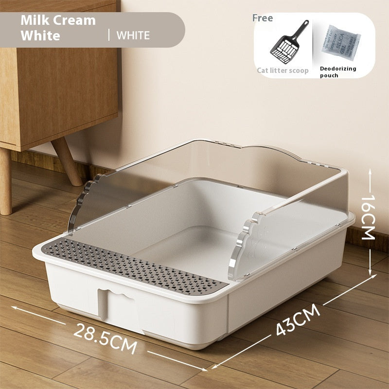 Extra Large Semi-Closed Cat Litter Box – Splash-Proof Toilet with Scoop & Deodorizing Bag