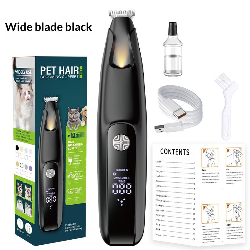 Digital Display Pet Hair Clipper – Wide Blade Rechargeable Grooming Trimmer for Dogs & Cats