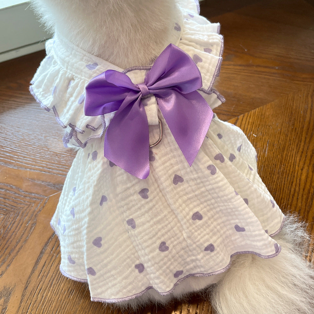 Love Floral Pet Dress – Cute Cotton Heart Print Dress