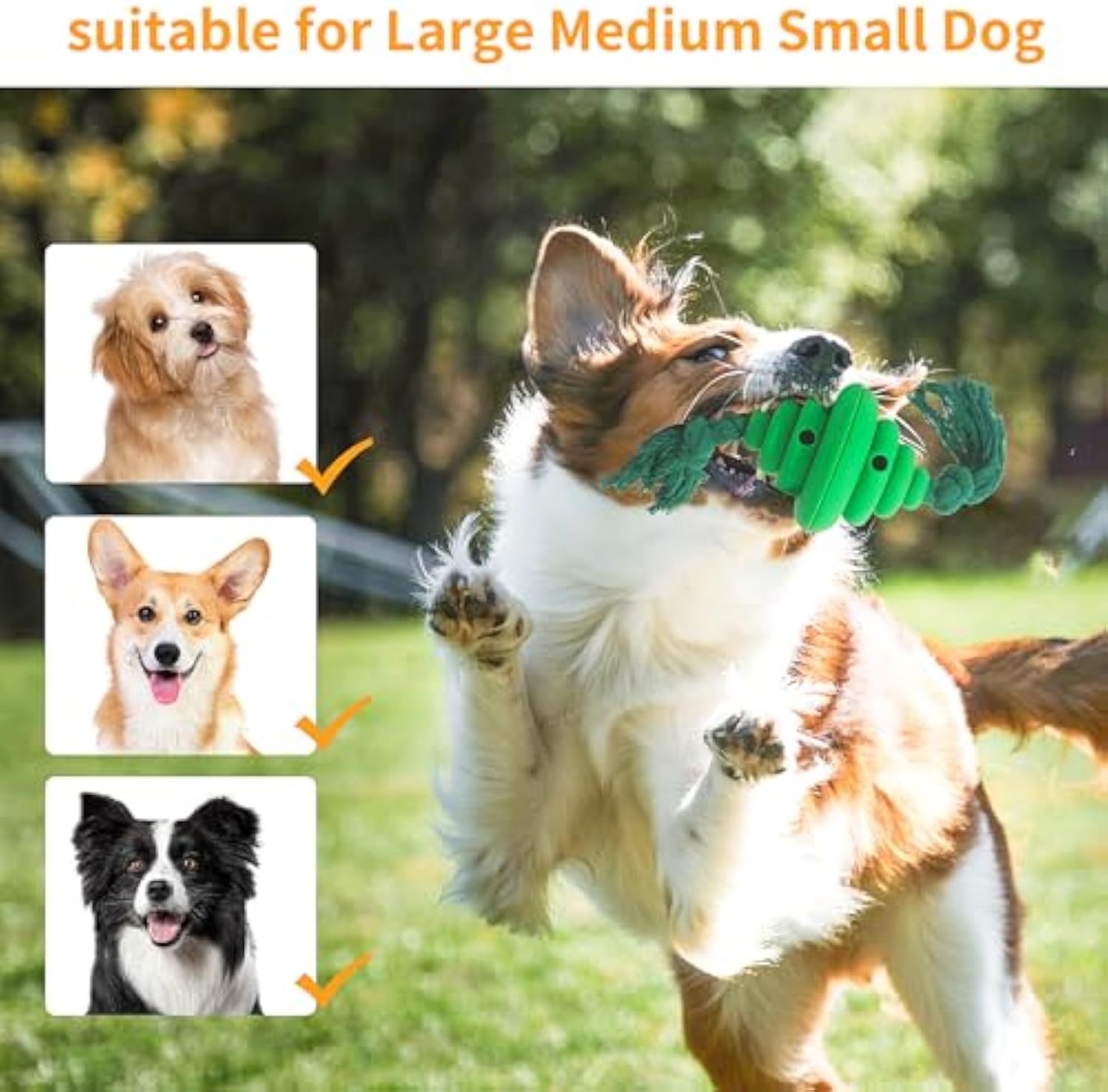 Interactive Dog Ball with Rope – Treat Dispensing Chew & Tug Toy