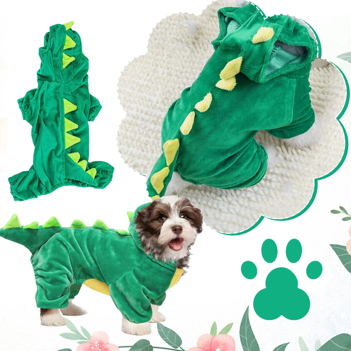 Halloween Dinosaur Pet Costume – Stretchy Cartoon Dog & Cat Outfit