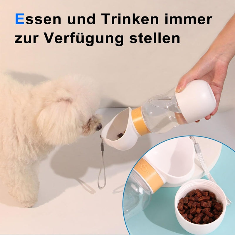2-in-1 Portable Dog Water Bottle with Food Container, Leak-Proof Pet Water Dispenser for Dogs and Cats, Outdoor Travel Water Bottle for Walking, Hiking, Camping & Daily Use