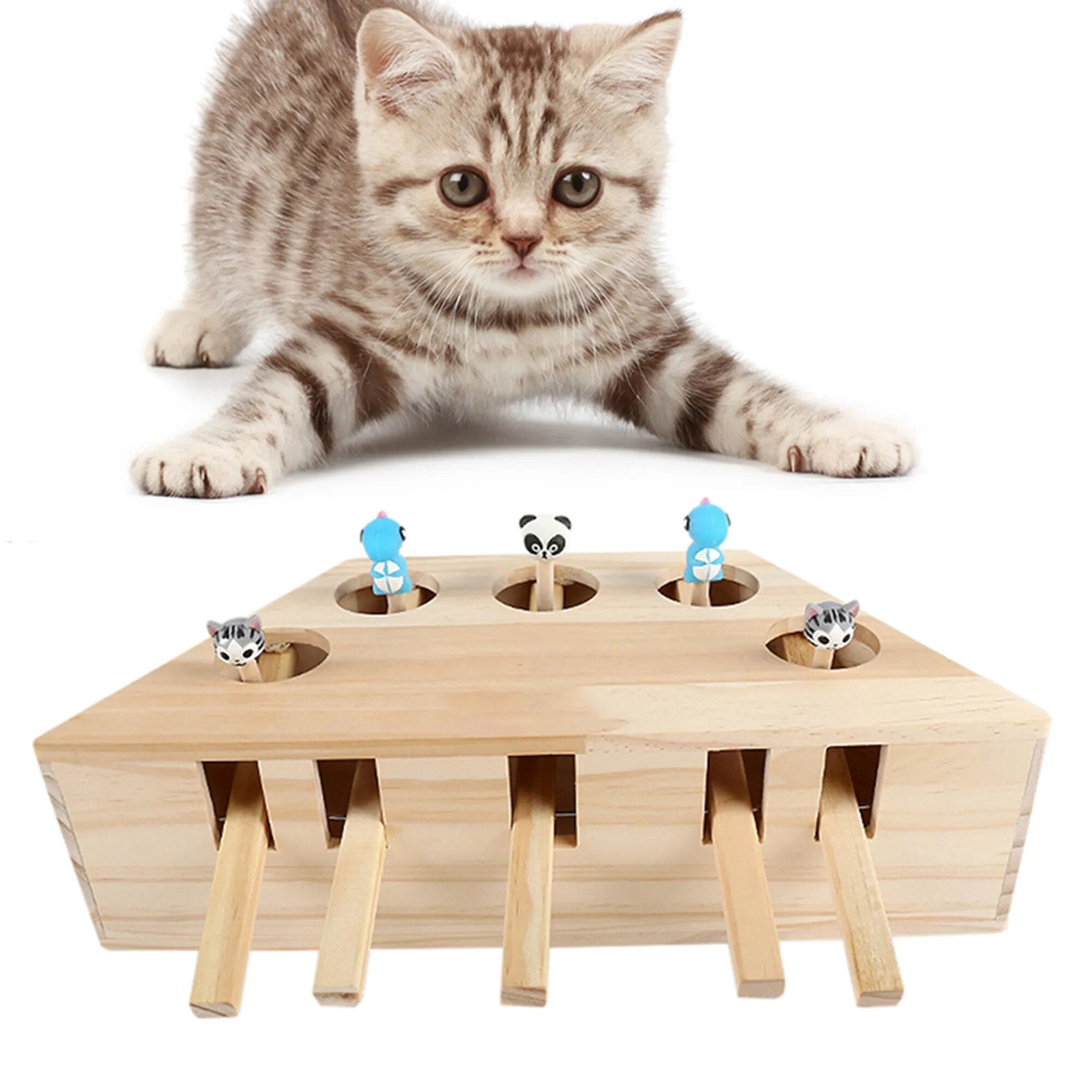 Cat Chase Mouse Solid Wooden Interactive Toy