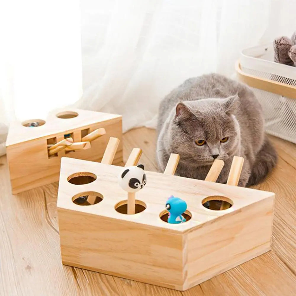 Cat Chase Mouse Solid Wooden Interactive Toy