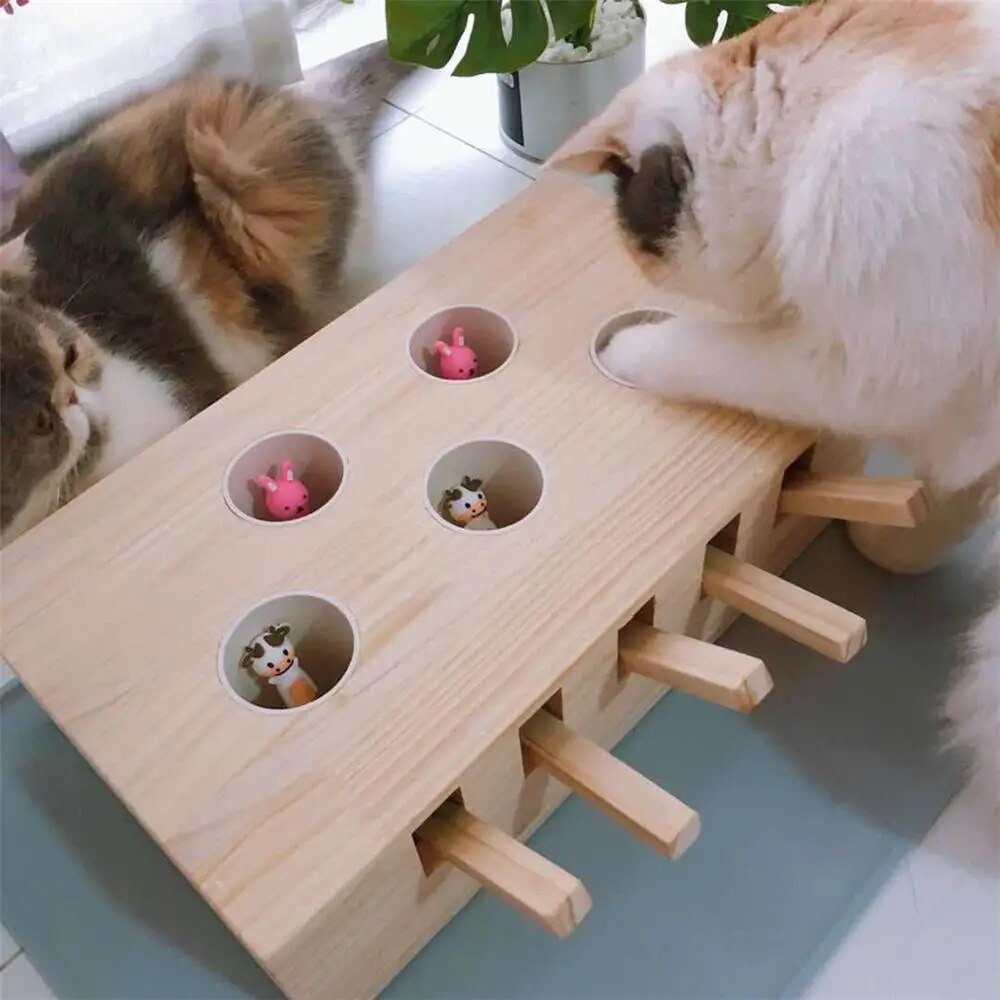 Cat Chase Mouse Solid Wooden Interactive Toy