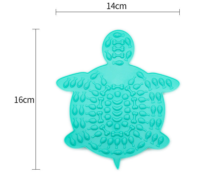 Pet Placemat Silicone Slow Food Mat A light green silicone pet bowl mat with a textured design, resembling a placemat, used to slow down the feeding process with measurement image