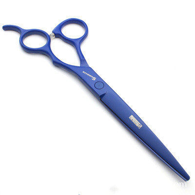 Pet Supplies 7 inch pet grooming scissors A pair of blue 7 inch pet grooming scissors with textured handles on white background view