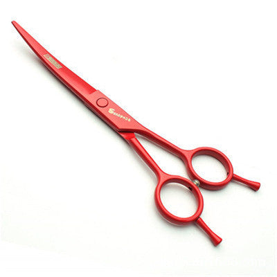 Pet Supplies 7 inch pet grooming scissors A pair of dark orange 7 inch pet grooming scissors with textured handles on white background