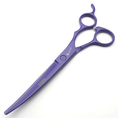Pet Supplies 7 inch pet grooming scissors A pair of purple 7 inch pet grooming scissors with textured handles on white background