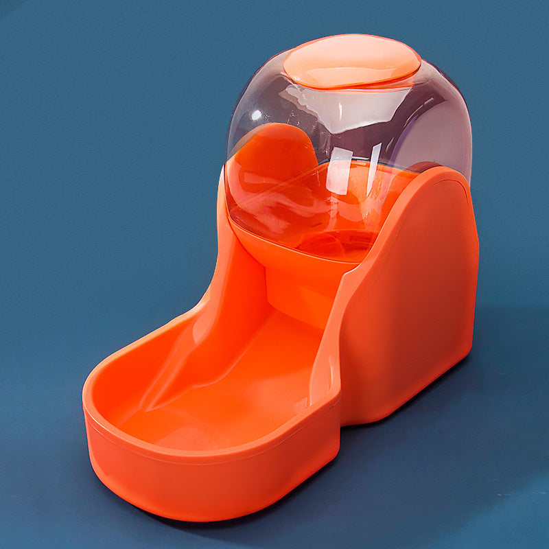 Pet Supplies Automatic Pet Feeder & Water Fountain of orange color with dark green background view
