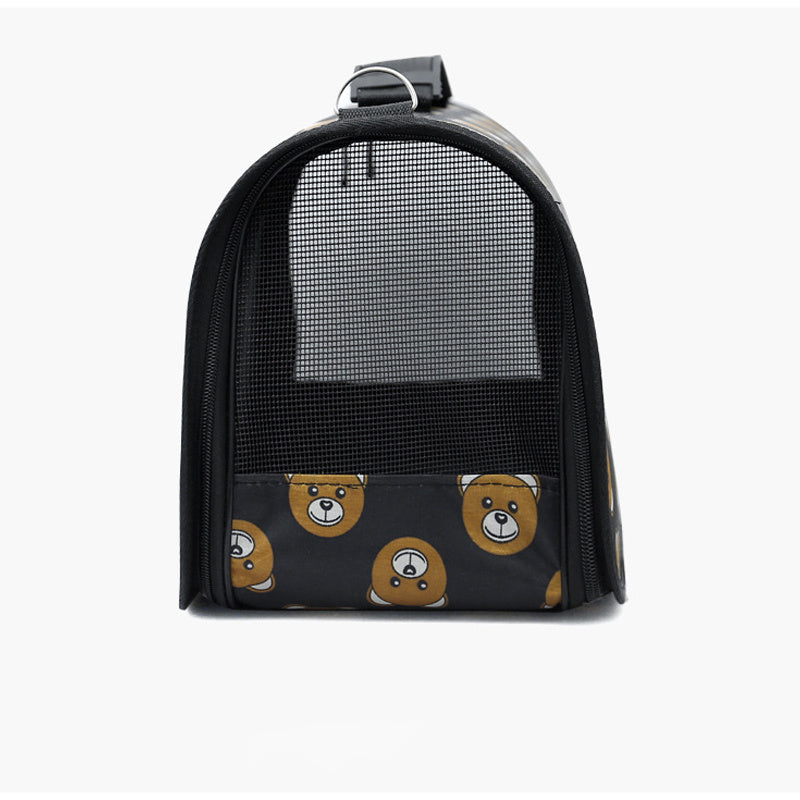 Pet Supplies Cartoon Diagonal Pet Bag, Black Color on white background