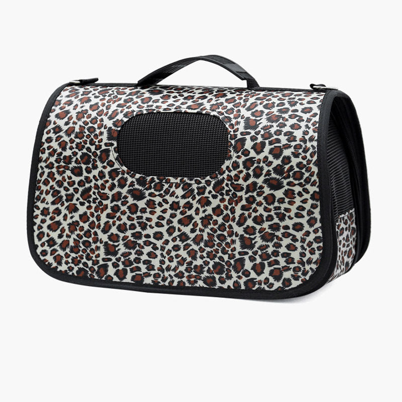 Pet Supplies Cartoon Diagonal Pet Bag with different pattern on the bag on white background view