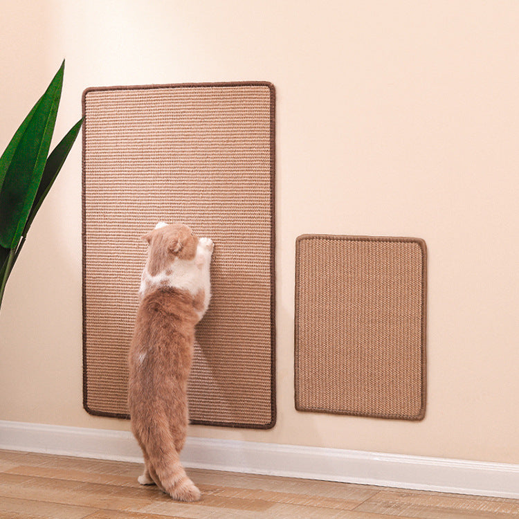Pet Supplies Cat Scratch Board rectangle with brown color on the wall with a cat touching it