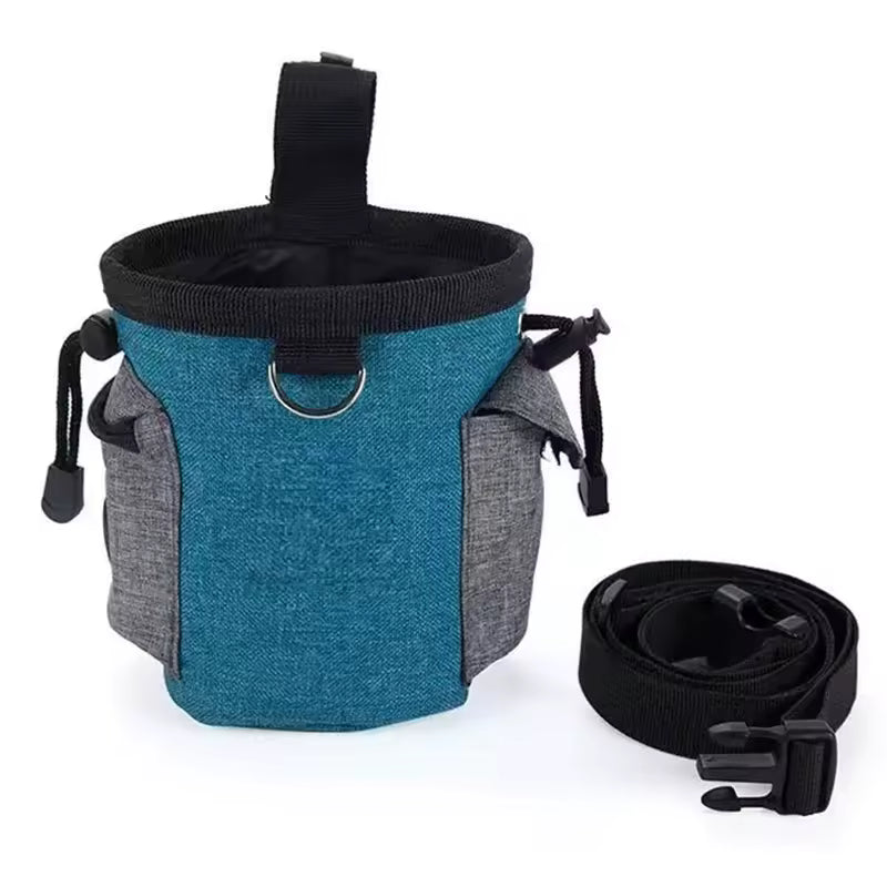 Pet Supplies GorisPet Waterproof Nylon Dog Treat Pouch Blue and gray bag with a black strap on a white background