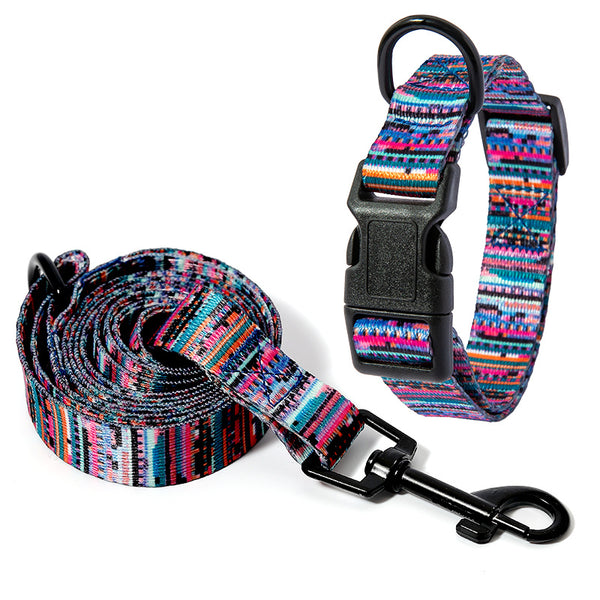 Pet Supplies Happy Pet Happy Dog Neck Collar A multicolored striped dog neck collar with a black plastic buckle and metal ring.