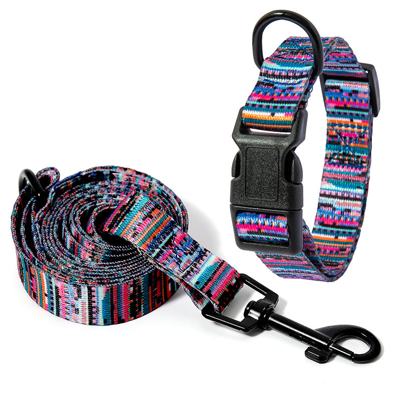 Pet Supplies Happy Pet Happy Dog Neck Collar A multicolored striped dog neck collar with a black plastic buckle and metal ring.