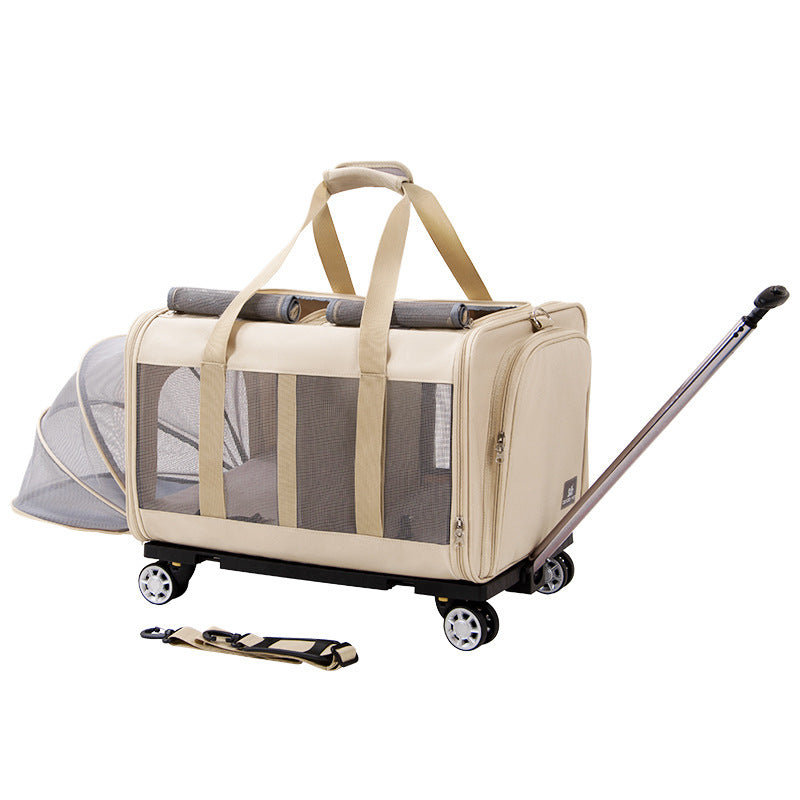 Pet Supplies Large Pet Trolley Bag Cat beige color