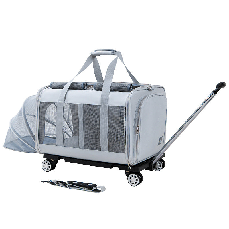 Pet Supplies Large Pet Trolley Bag Cat light gray with white background view image