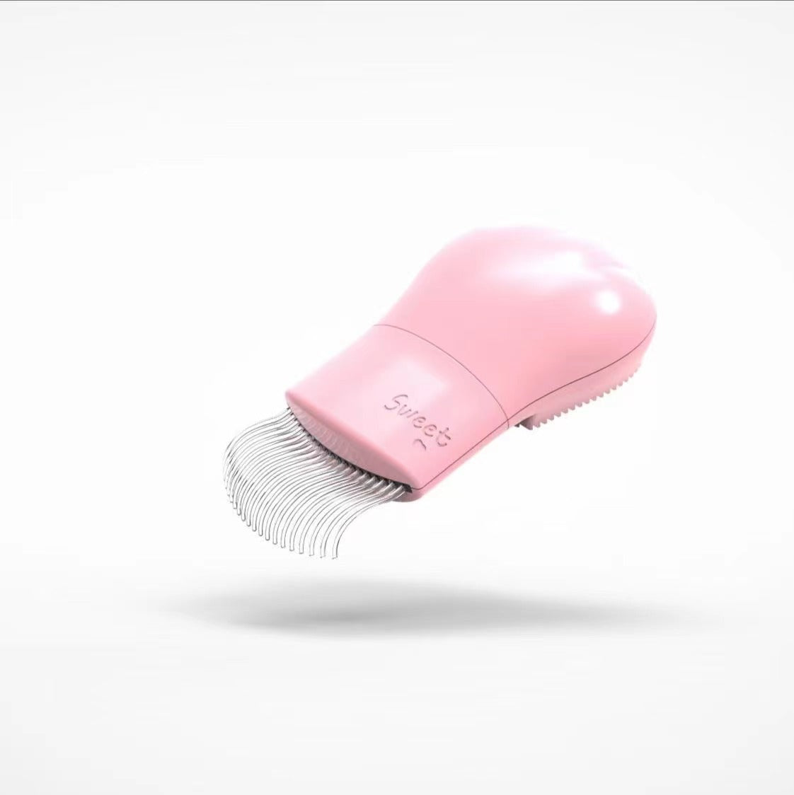 Pet Supplies Long And Short Hair Pet Grooming Brush, pink color with white background