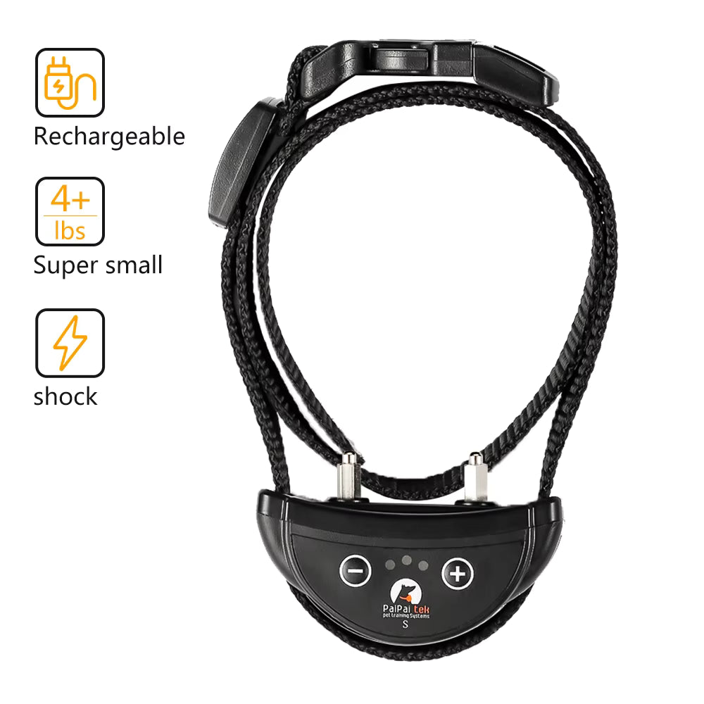 Pet Supplies Paipaitek Adjustable Dog Trainer Collar Black dog collar with electronic components on a white background