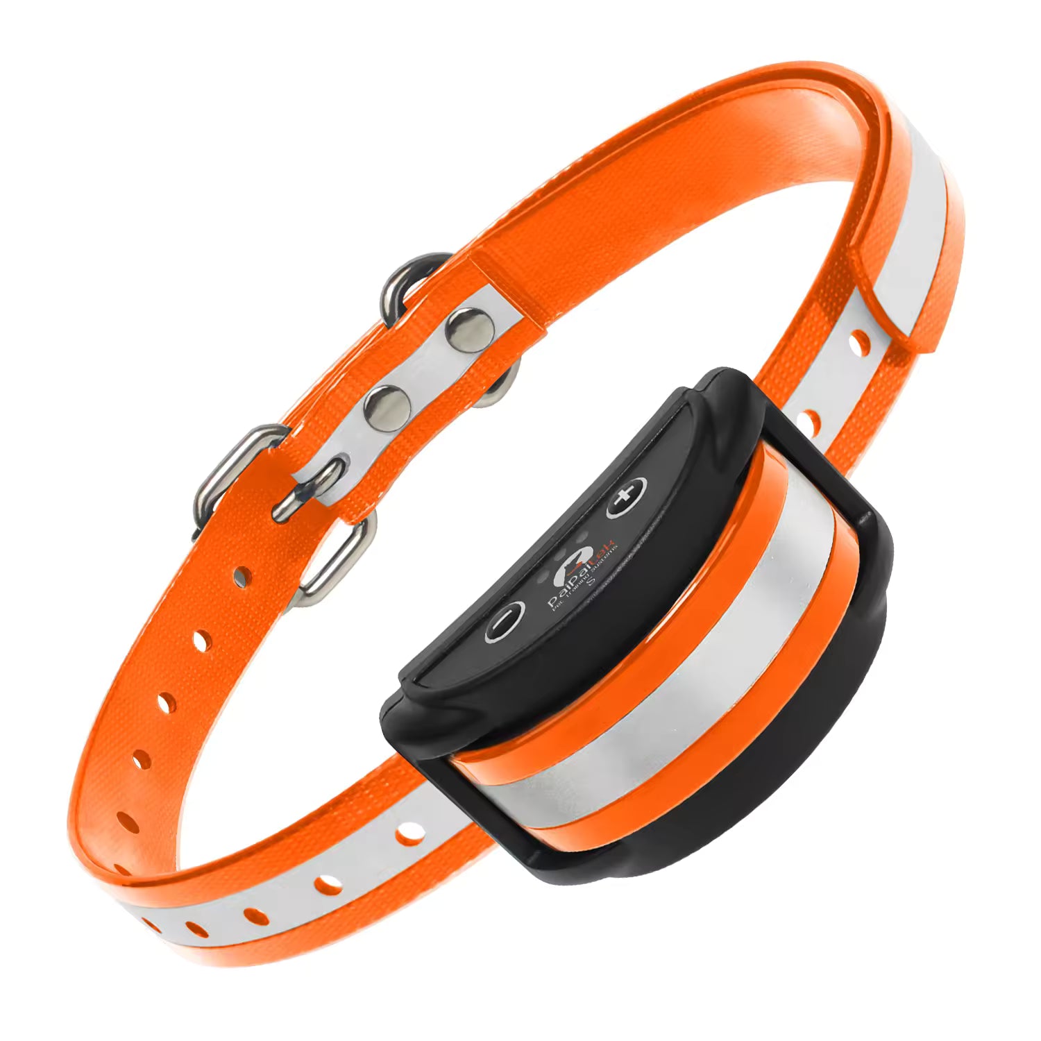 Pet Supplies Paipaitek Adjustable Dog Trainer Collar Orange and white dog collar with a black electronic device on a white background