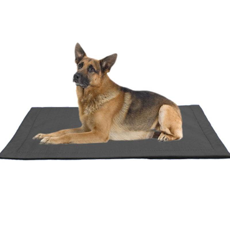 Pet Supplies Pet Dog Resistant Mat A dog lying on a black, rectangular, anti-bite, moisture-proof dog mat.