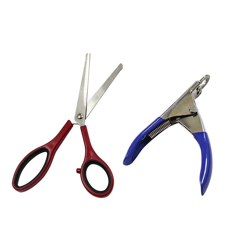  Pet Supplies Pet Grooming Tools Set A pet grooming tools set, image of the scissors red and blue color