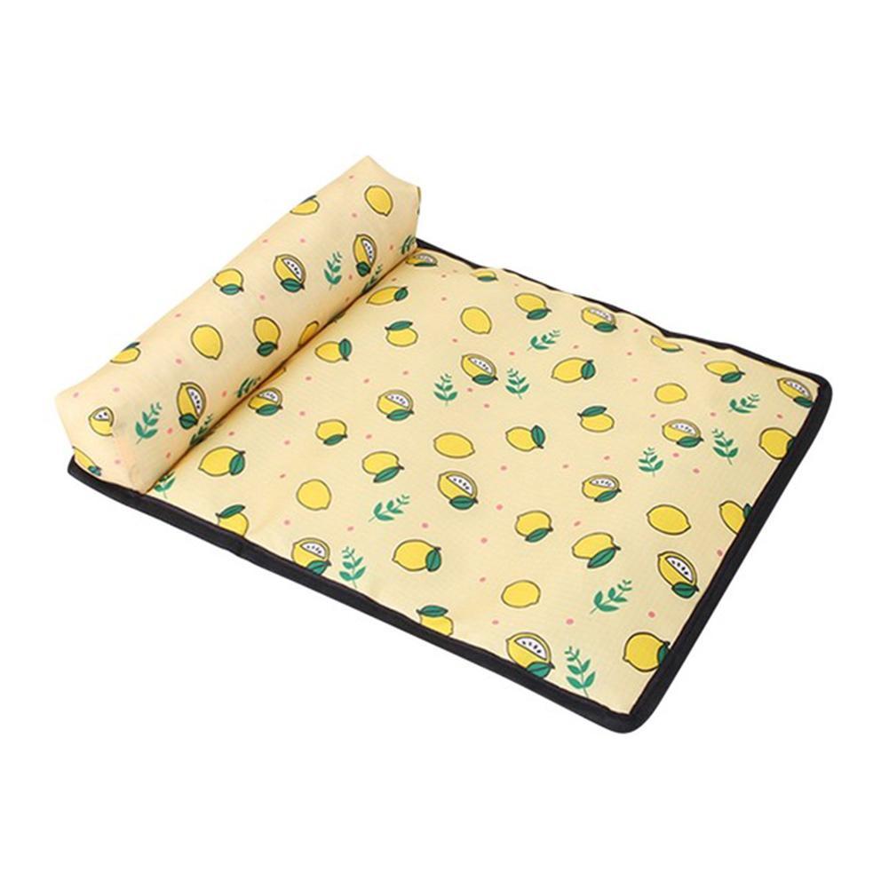 Pet Supplies Pet Pillow Mat Dog Multicolor Ice Pad a rectangular pet pillow mat with a multicolor design featuring various cartoonish animals, placed on a flat surface with a white background view