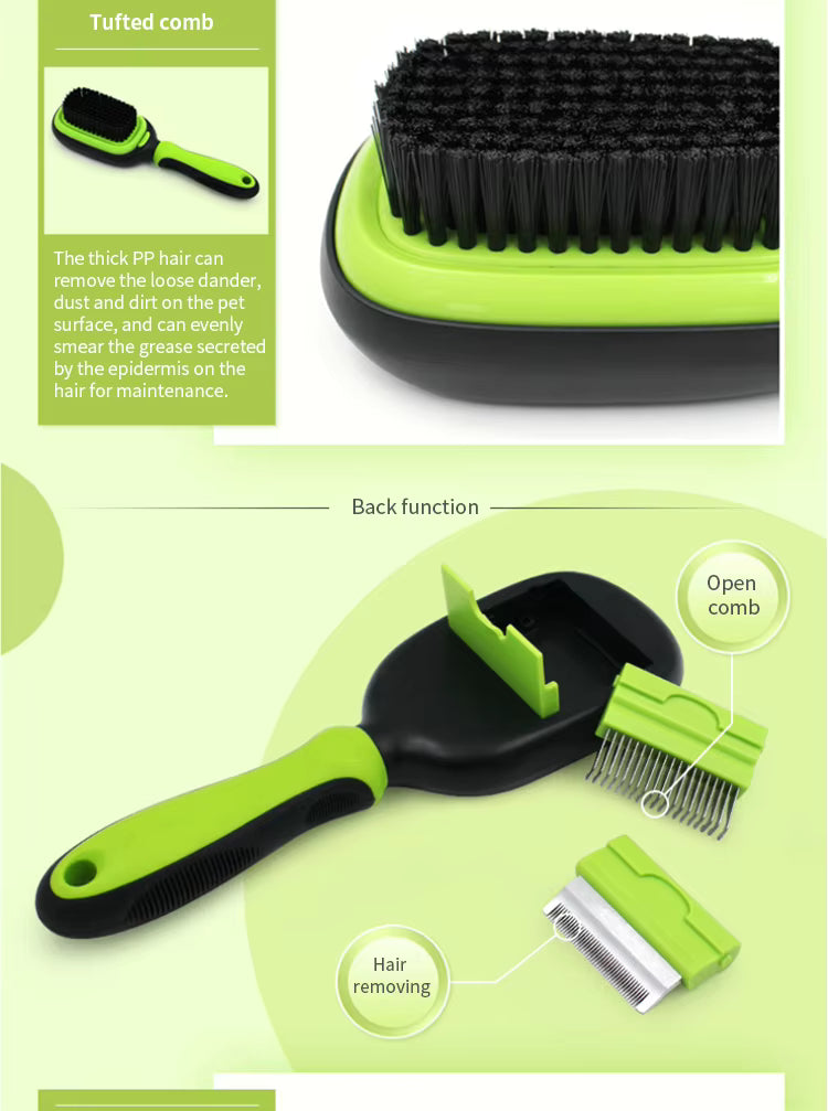 Pet Supplies Pet grooming brush set with green and black handles on a light green background