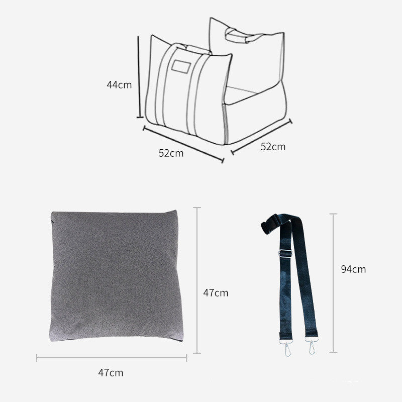 Pet Supplies Portable Pet Car Seat Bed Gray Color, image of belt, and measurement