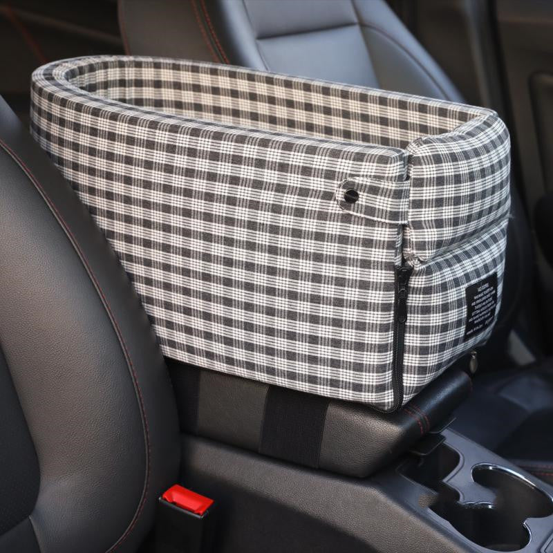  Pet Supplies Portable Pet Dog Carrier, white and black color in a car between the car seat