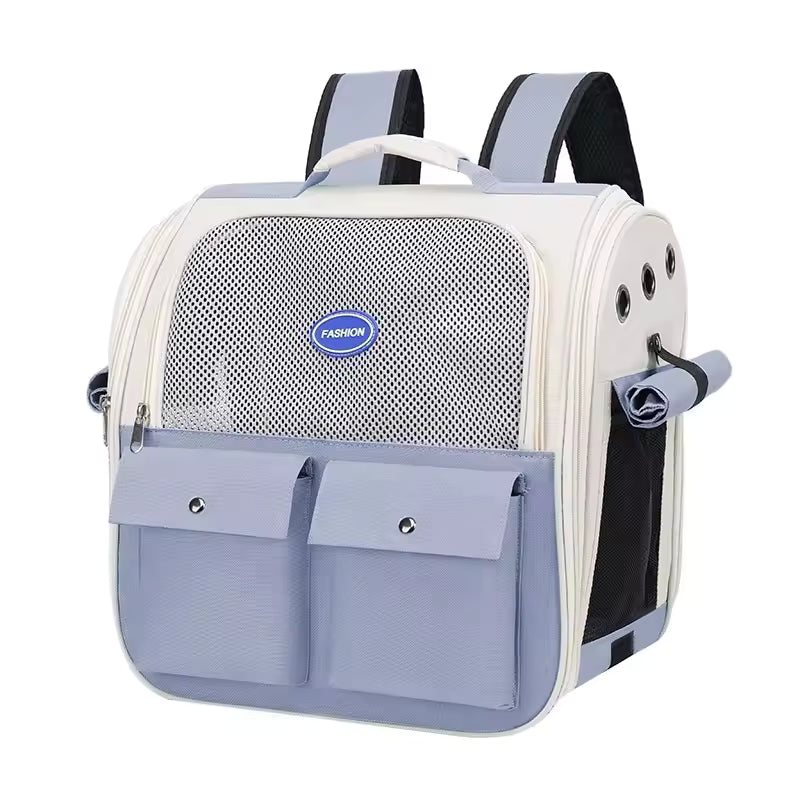 Pet Supplies Portable Transparent Pet Carrier Backpack Light Purple backpack with a visible brand logo on a white background