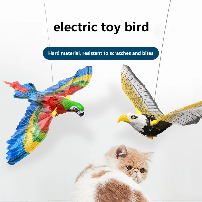 Pet Supplies  two Interactive Simulation Bird Toy for Cats with image of cat on white background