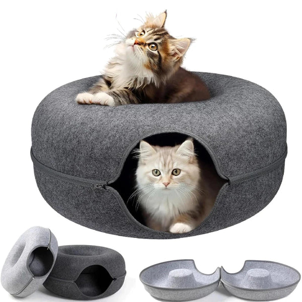 Detachable Cat Tunnel Bed - 2-Pack Donut Tunnels