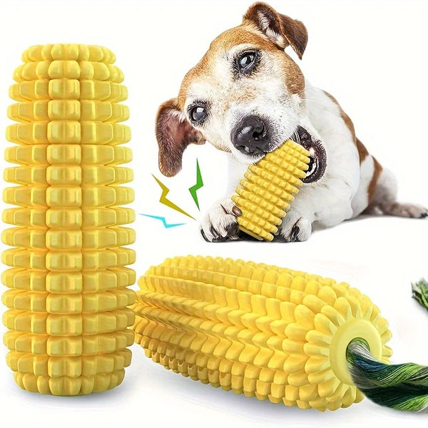 Dog Chew Toys for Aggressive Chewers - Durable Squeaky Corn Toy