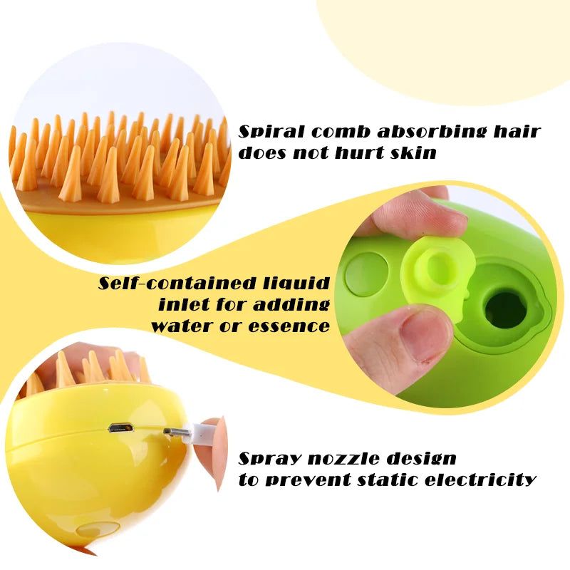 Dog Steam Brush Steamy Cat Brush 3 in 1 for Massage Pet Grooming  Electric Spray Cat Hair Brushes